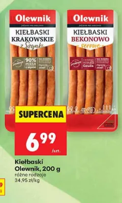 Kiełbaski krakowskie z szynki Olewnik promocja w Biedronka