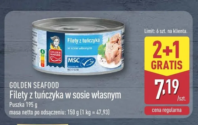 Filety z tuńczyka w sosie własnym GOLDEN SEAFOOD promocja w Aldi