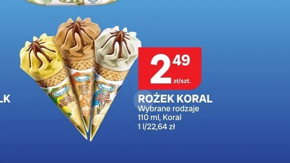 Lody rożek Koral promocja w Chorten