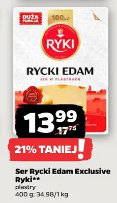Ser Rycki Edam Exclusive Ryki plastry promocja w Netto