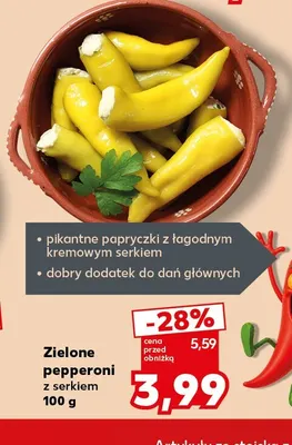 Zielone pepperoni z serkiem promocja w Kaufland