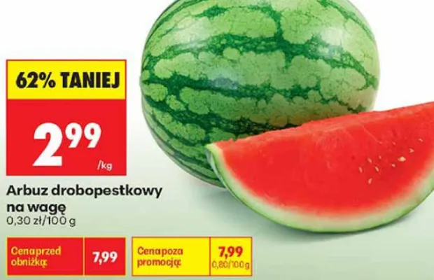 Arbuz drobopestkowy na wagę promocja w Biedronka