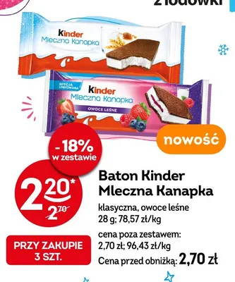 Baton Kinder Mleczna Kanapka owoce leśne promocja w Żabka