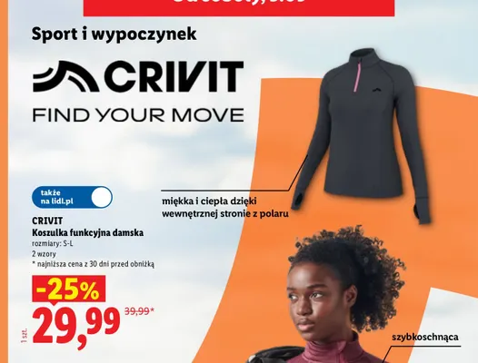 Koszulka funkcjonalna damska Crivit promocja w Lidl