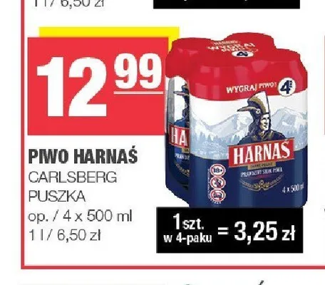 Piwo Harnaś Jasne Pełne 4-pak 500 ml promocja w SPAR