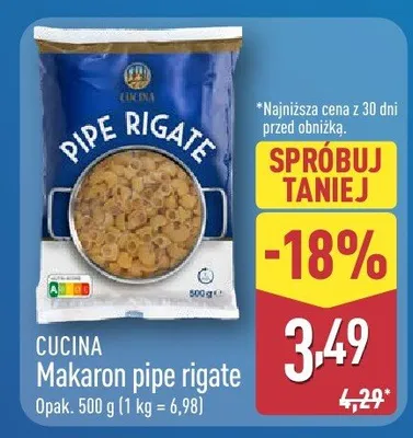 Makaron pipe rigate promocja w Aldi