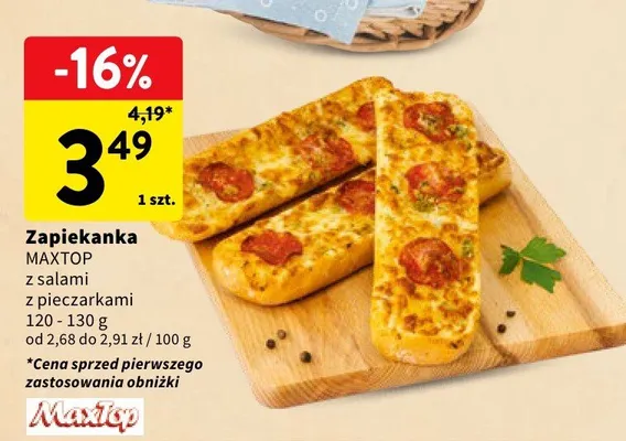 Zapiekanka z salami z pieczarkami promocja w Intermarche