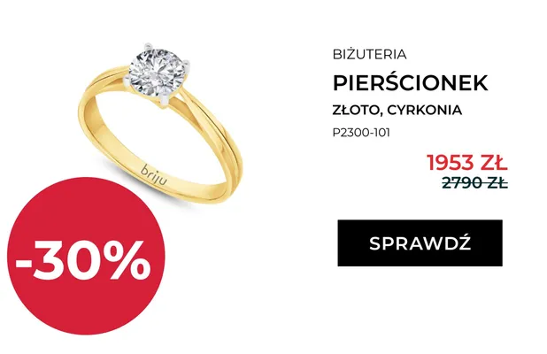 Pierścionek złoto cyrkonia Briju P2300-101 promocja w Briju
