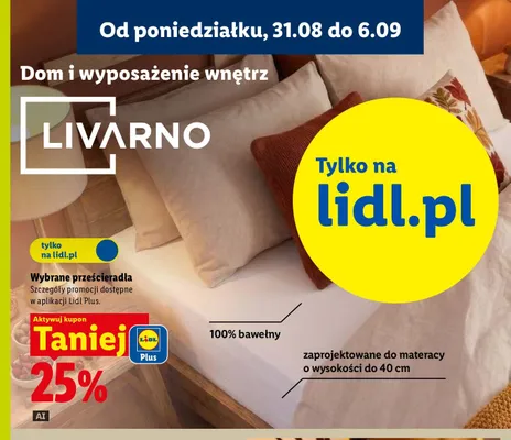 Prześcieradło Livarno promocja w Lidl