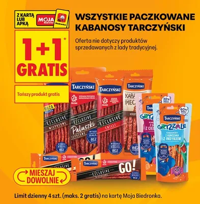 Kabanosy Gryzzale z szynki Tarczyński promocja w Biedronka