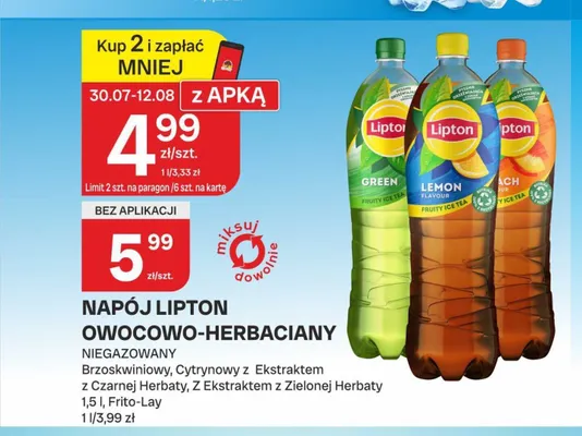 Napój herbaciany brzoskwiniowy Lipton promocja w Chorten