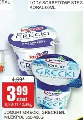 Jogurt typ grecki bez laktozy Mlekpol promocja w Bingo