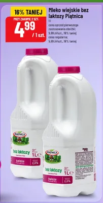 Mleko wiejskie bez laktozy Piątnica promocja w POLOmarket