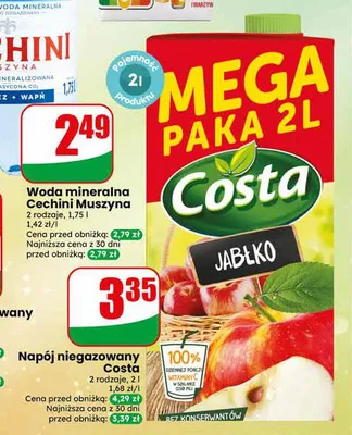 Napój niegazowany Costa Jabłko promocja w Dino