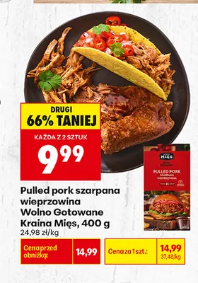 Pulled pork szarpana wieprzowina Wolno Gotowane Kraina Mięs promocja w Biedronka