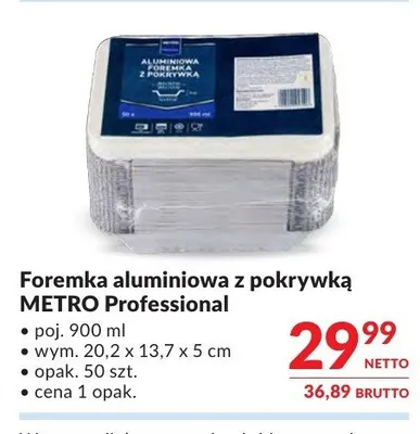 Foremka aluminiowa z pokrywką METRO Professional 900ml 20,2x13,7x5cm promocja w Makro