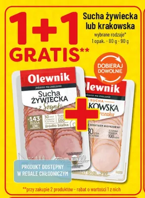 Kiełbasa sucha żywiecka z szynki Olewnik promocja w POLOmarket