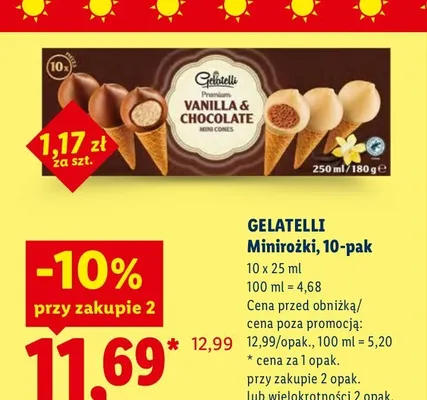 Lody minirożki Gelatelli 10-pak promocja w Lidl