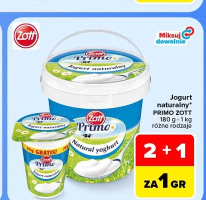 Jogurt naturalny Primo Zott promocja w Carrefour