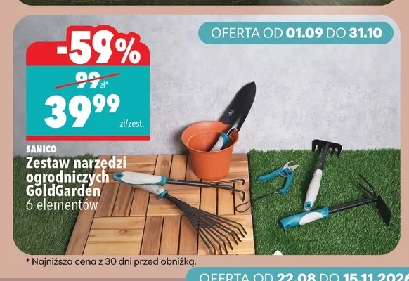 Zestaw narzędzi ogrodniczych Sanico GoldGarden promocja w Biedronka Home