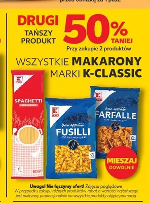 Makarony marki K-Classic promocja w Kaufland