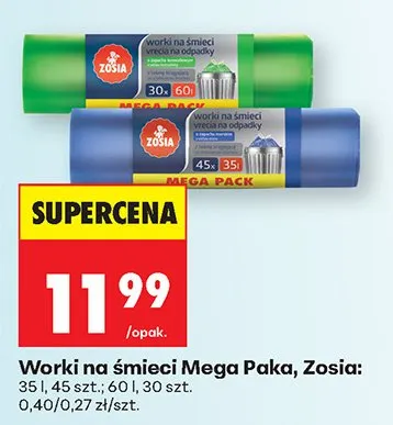 Worki na śmieci Mega Paka Zosia promocja w Biedronka