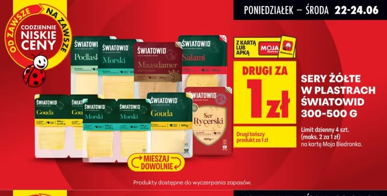 Ser Gouda w plastrach Światowid promocja w Biedronka