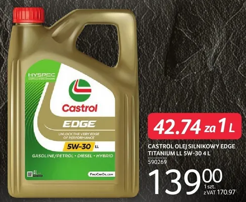 CASTROL OLEJ SILNIKOWY EDGE TITANIUM LL 5W-30 4L promocja w Selgros