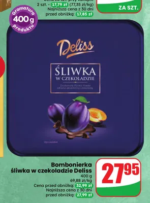 Bombonierka śliwka w czekoladzie Deliss promocja w Dino