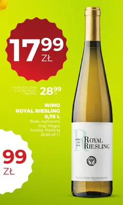 Wino białe Royal Riesling wytrawne promocja w Duży Ben