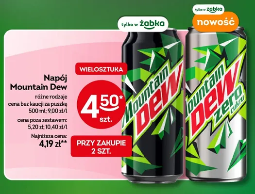Napój Mountain Dew różne rodzaje promocja w Żabka