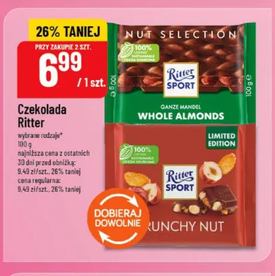 Czekolada Ritter Sport Crunchy Nut promocja w POLOmarket