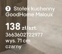 Stołek kuchenny GoodHome Maloux wys. 71cm czarny promocja w Castorama