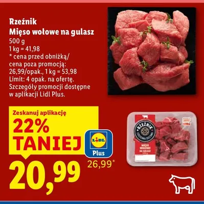 Mięso wołowe na gulasz Rzeźnik promocja w Lidl