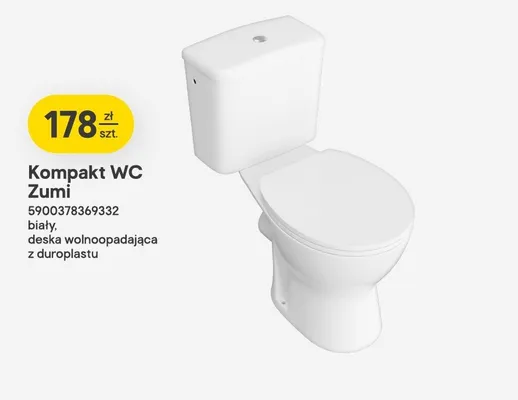 Kompakt WC Zumi biały, deska wolnoopadająca z duroplastu promocja w Castorama