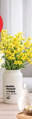 Sztuczne kwiaty bukiet forsycji z trawą promocja w Netto