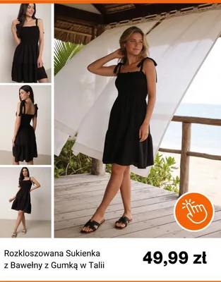 Sukienka rozkloszowana z bawełny z gumką w talii Born2be promocja w Born2be