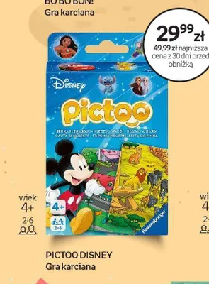 Gra karciana Pictoo Disney Ravensburger promocja w Empik