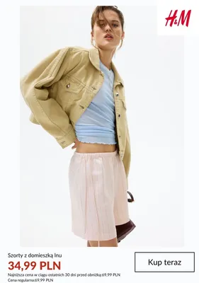 Szorty z domieszką lnu H&M promocja w H&M