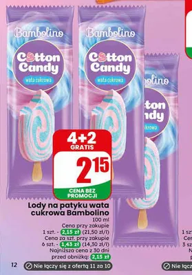 Lody na patyku wata cukrowa Bambolino promocja w Dino