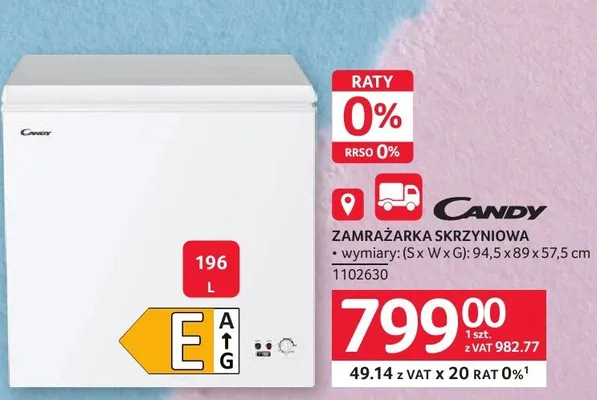 Zamrażarka skrzyniowa CANDY promocja w Selgros
