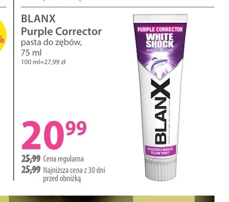 Pasta do zębów Purple Corrector Blanx promocja w Hebe