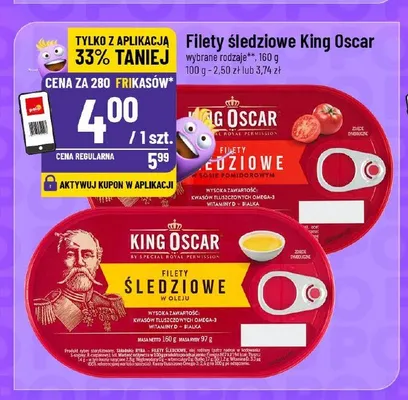 Filety śledziowe w sosie pomidorowym King Oscar promocja w POLOmarket