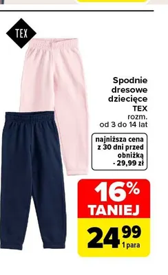 Spodnie dresowe dziecięce TEX promocja w Carrefour