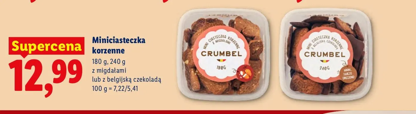 Miniciasteczka korzenne z belgijską czekoladą Crumbel promocja w Lidl
