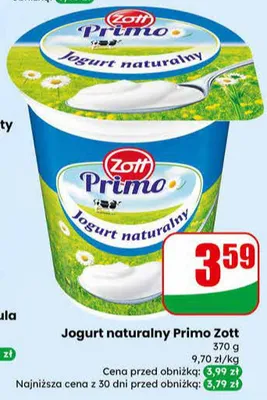 Jogurt naturalny Primo promocja w Dino