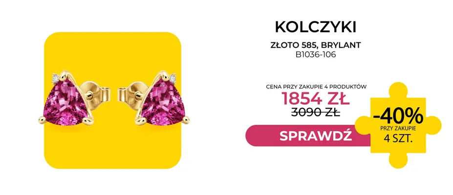 Kolczyki złoto 585 brylant Briju B1036-106 promocja w Briju