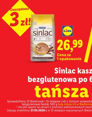 Kaszka zbożowa bezglutenowa po 6 m-cu Nestlé Sinlac promocja w Lidl