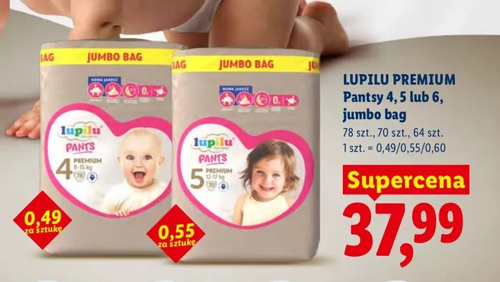 Pieluchy Pantsy 4, 5 lub 6, jumbo bag promocja w Lidl