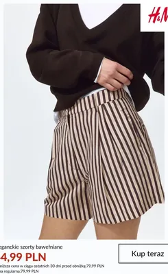 Szorty bawełniane eleganckie H&M promocja w H&M